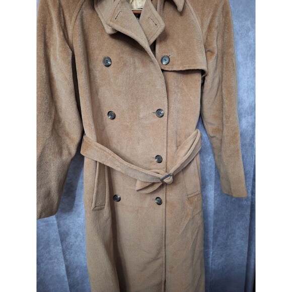 American Living Wool Angora Peacoat Womens Medium Tan Double Breasted Belted - Picture 8 of 16